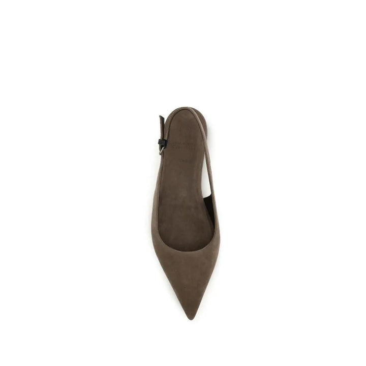 Brunello Cucinelli Sample Sale | Brunello Cucinelli Brown Calf Leather Bos Taurus Ballet Flats - | Designer outlet