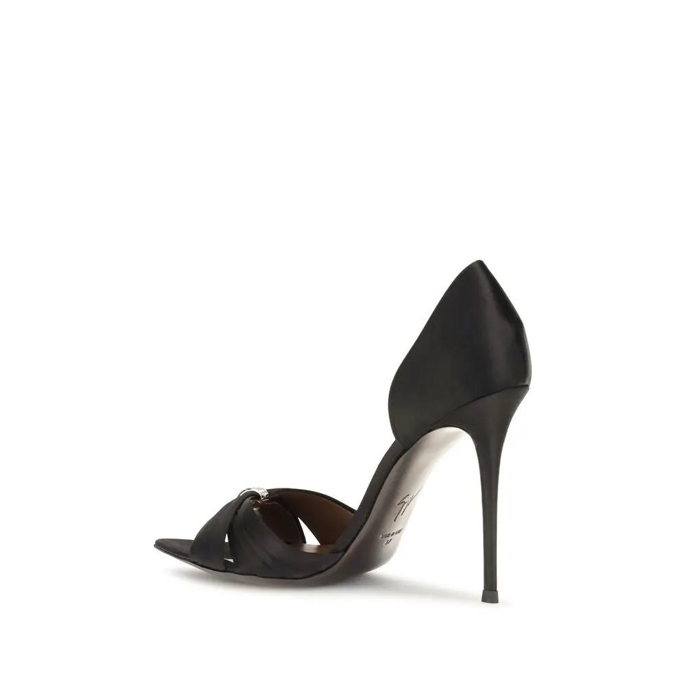 Giuseppe Zanotti Black Satin Stiletto Heel Sandals