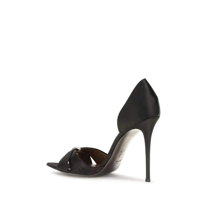 Giuseppe Zanotti Black Satin Stiletto Heel Sandals
