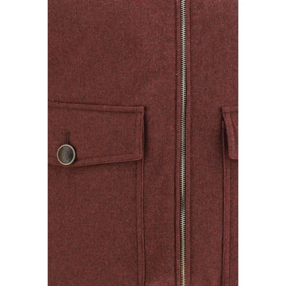 Brunello Cucinelli Bordeaux Wool Sleeveless Jacket
