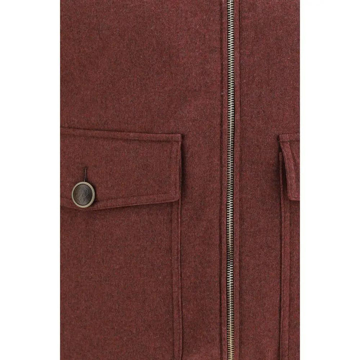 Brunello Cucinelli Bordeaux Wool Sleeveless Jacket