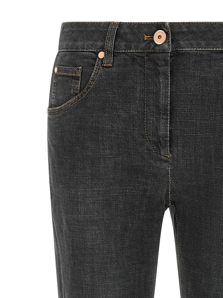 Brunello Cucinelli Gray Cotton Slim Fit Jeans