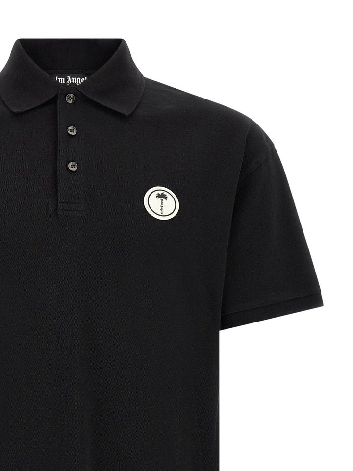 Palm Angels Black Cotton Polo Shirt