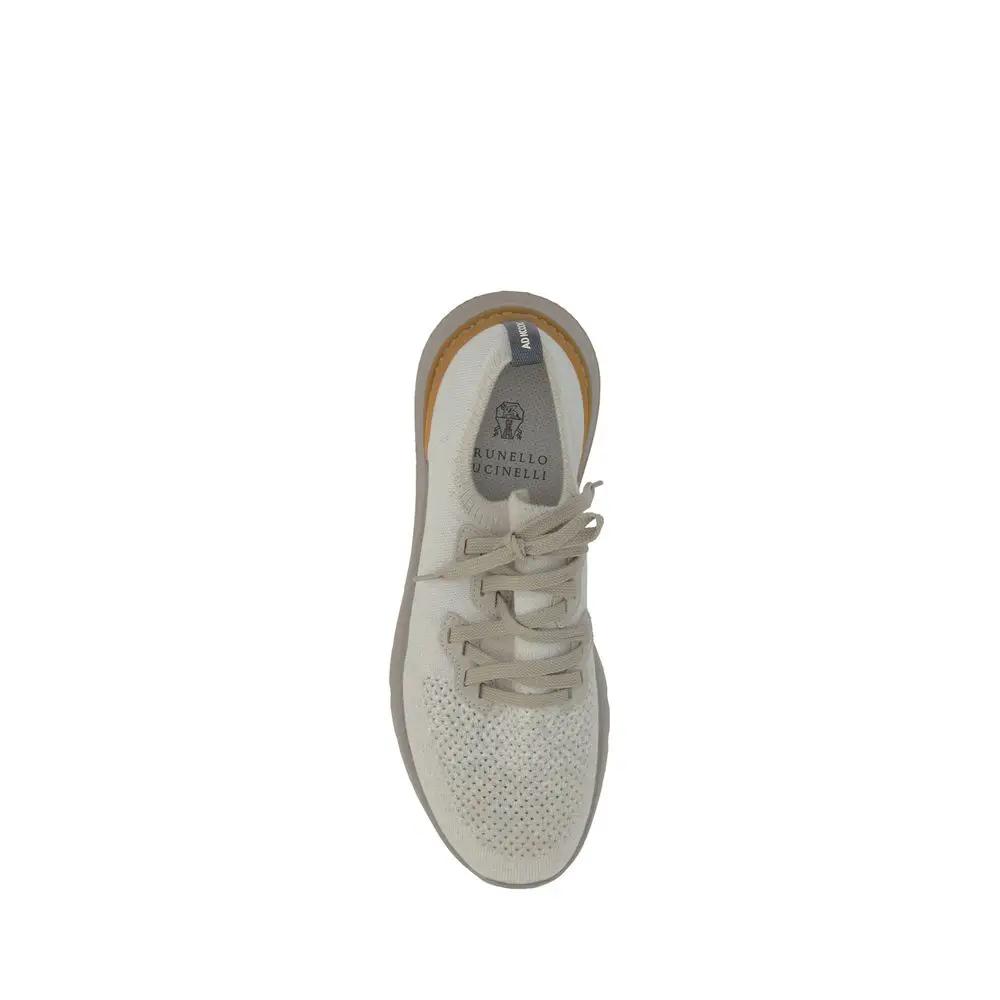 Brunello Cucinelli Sample Sale | Brunello Cucinelli White Cotton Athletic Sneakers - | Designer outlet