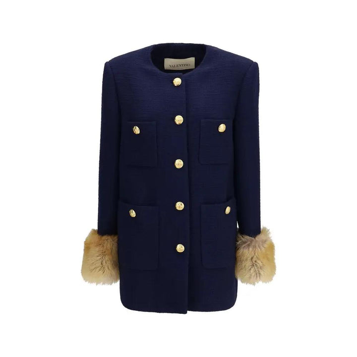 Valentino Garavani Sample Sale | Valentino Garavani Blue Wool Oves Aries Coat - | Designer outlet