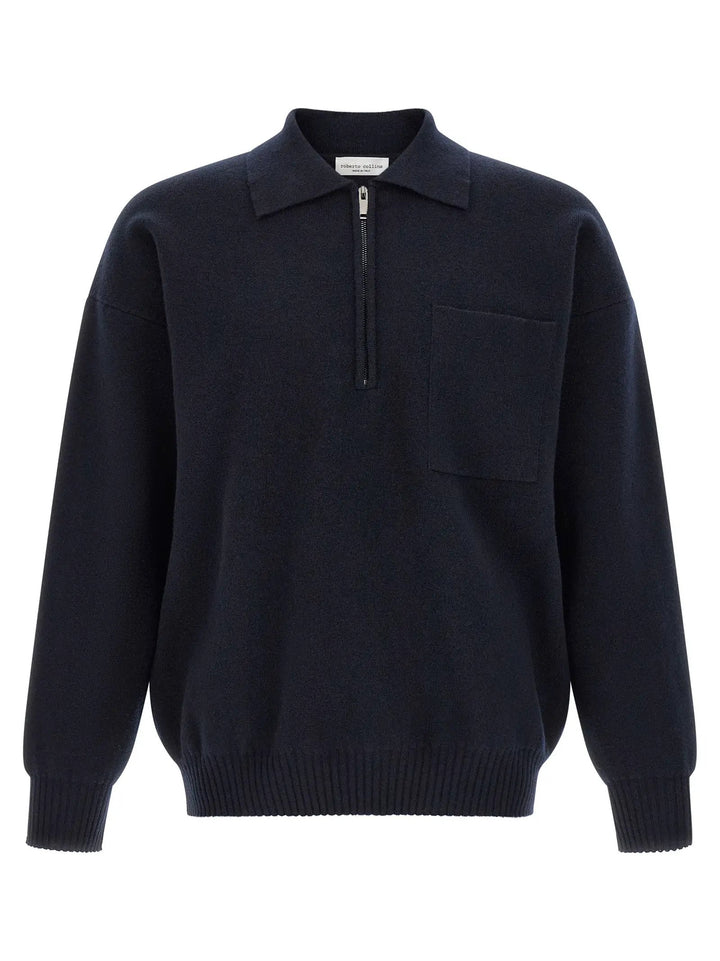 Roberto Collina Blue Merino Wool Polo Shirt