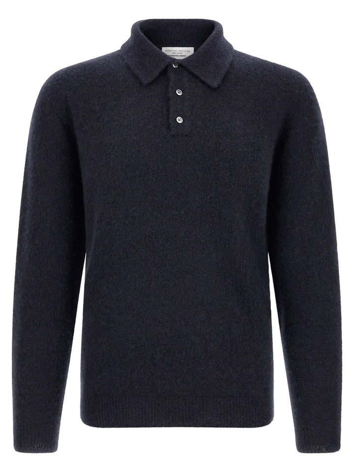 Roberto Collina Blue Cashmere Polo Shirt