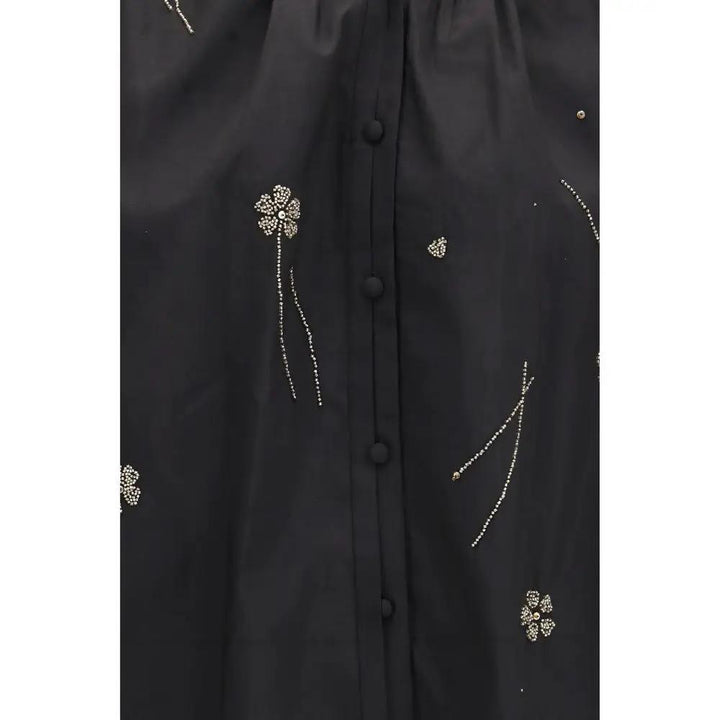 Forte_Forte Black Cotton Pattern Shirt