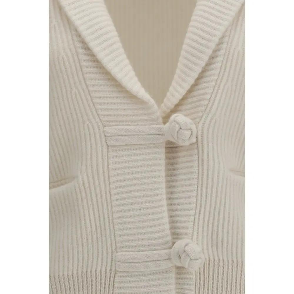 Forte_Forte White Wool Oves Aries Cardigan