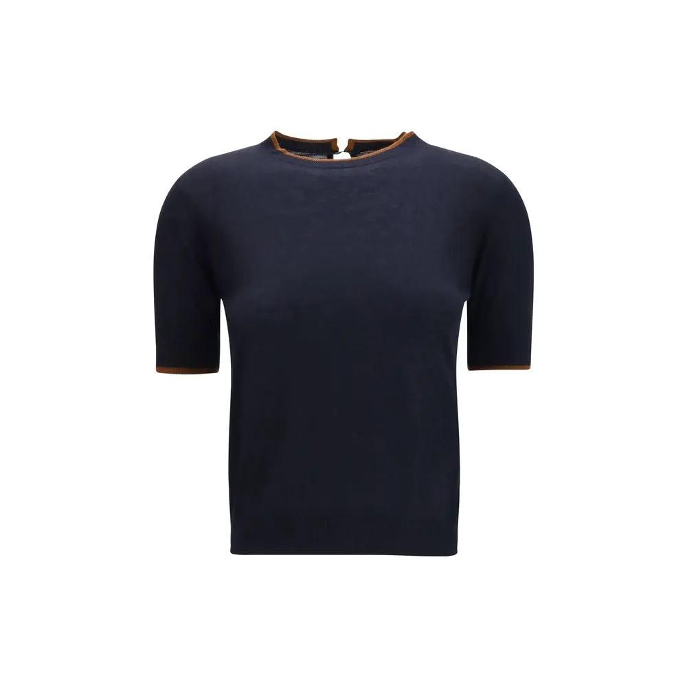 Max Mara Blue Silk T-Shirt