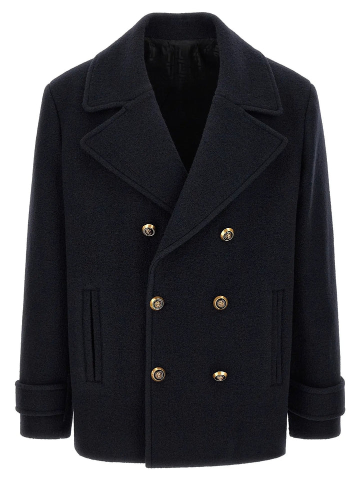 Balmain Blue Virgin Wool Coat