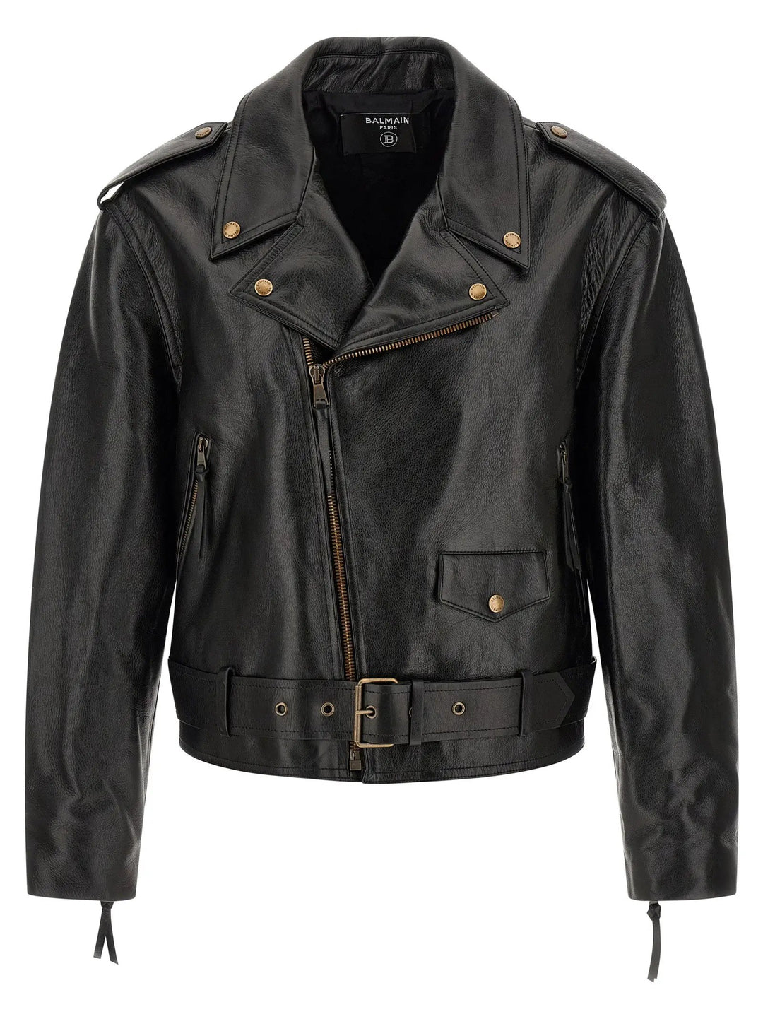 Balmain Black Calfskin Leather Jacket
