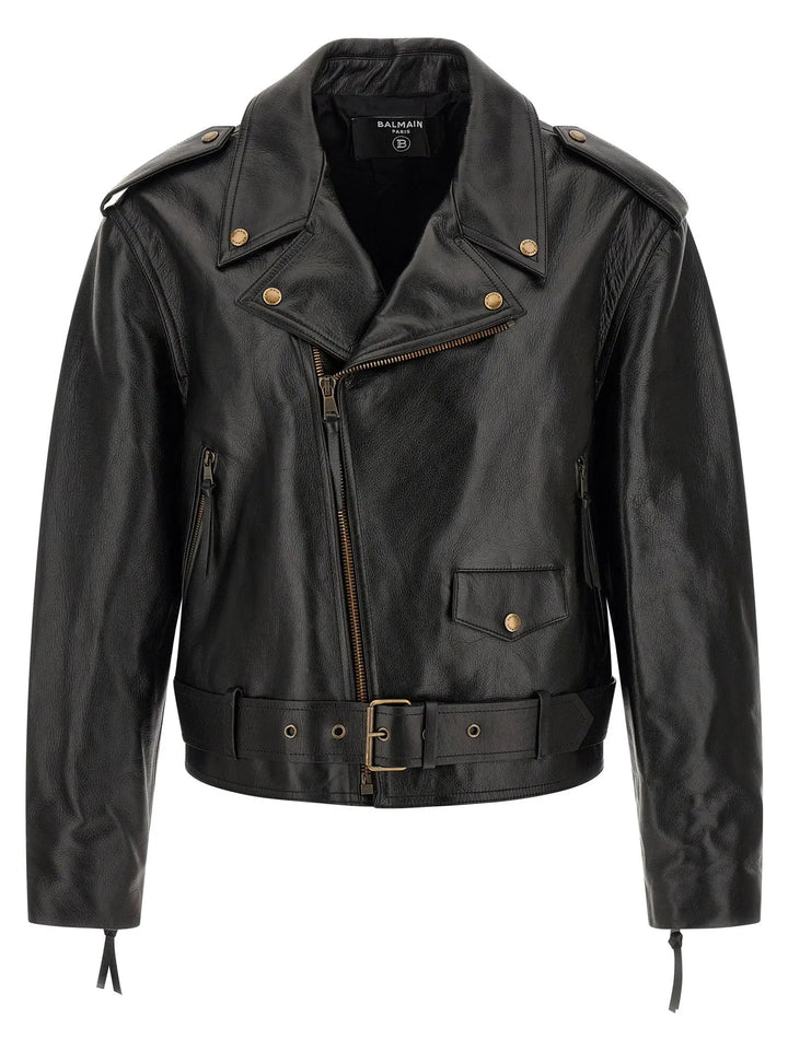 Balmain Black Calfskin Leather Jacket