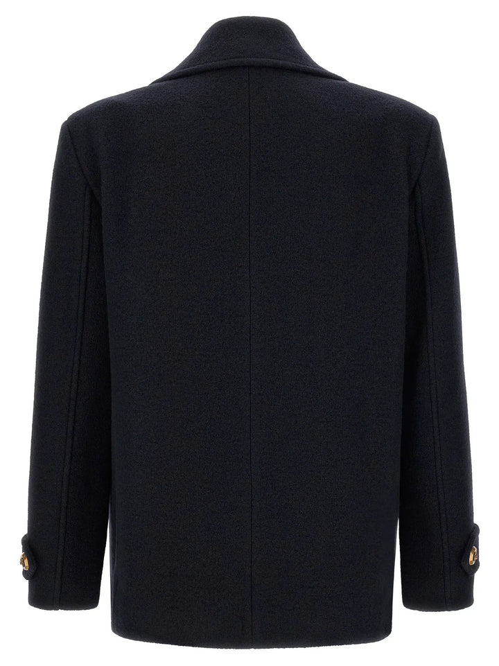Balmain Blue Virgin Wool Coat