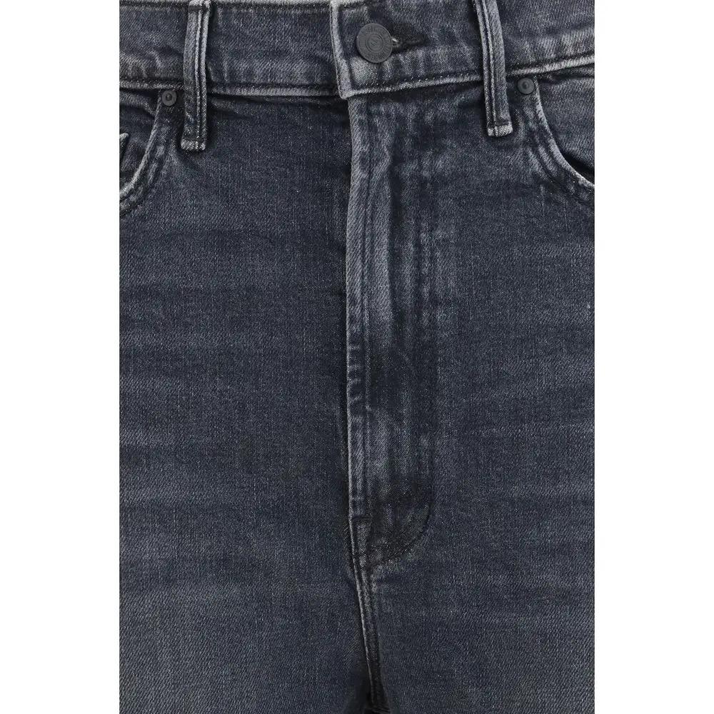 Mother Denim Black Cotton Cropped Jeans