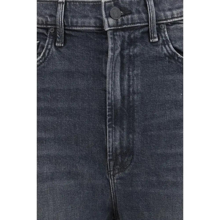 Mother Denim Black Cotton Cropped Jeans