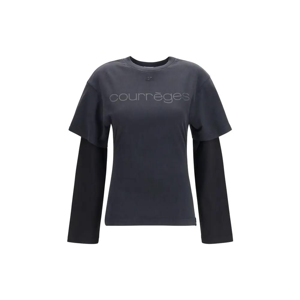Courrèges Black Cotton T-Shirt