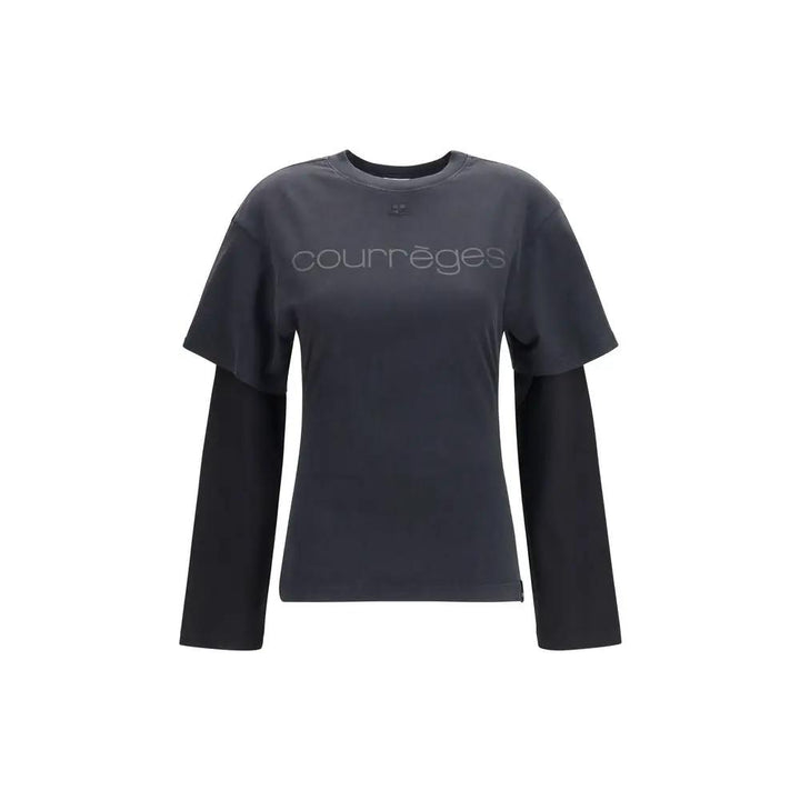 Courrèges Black Cotton T-Shirt