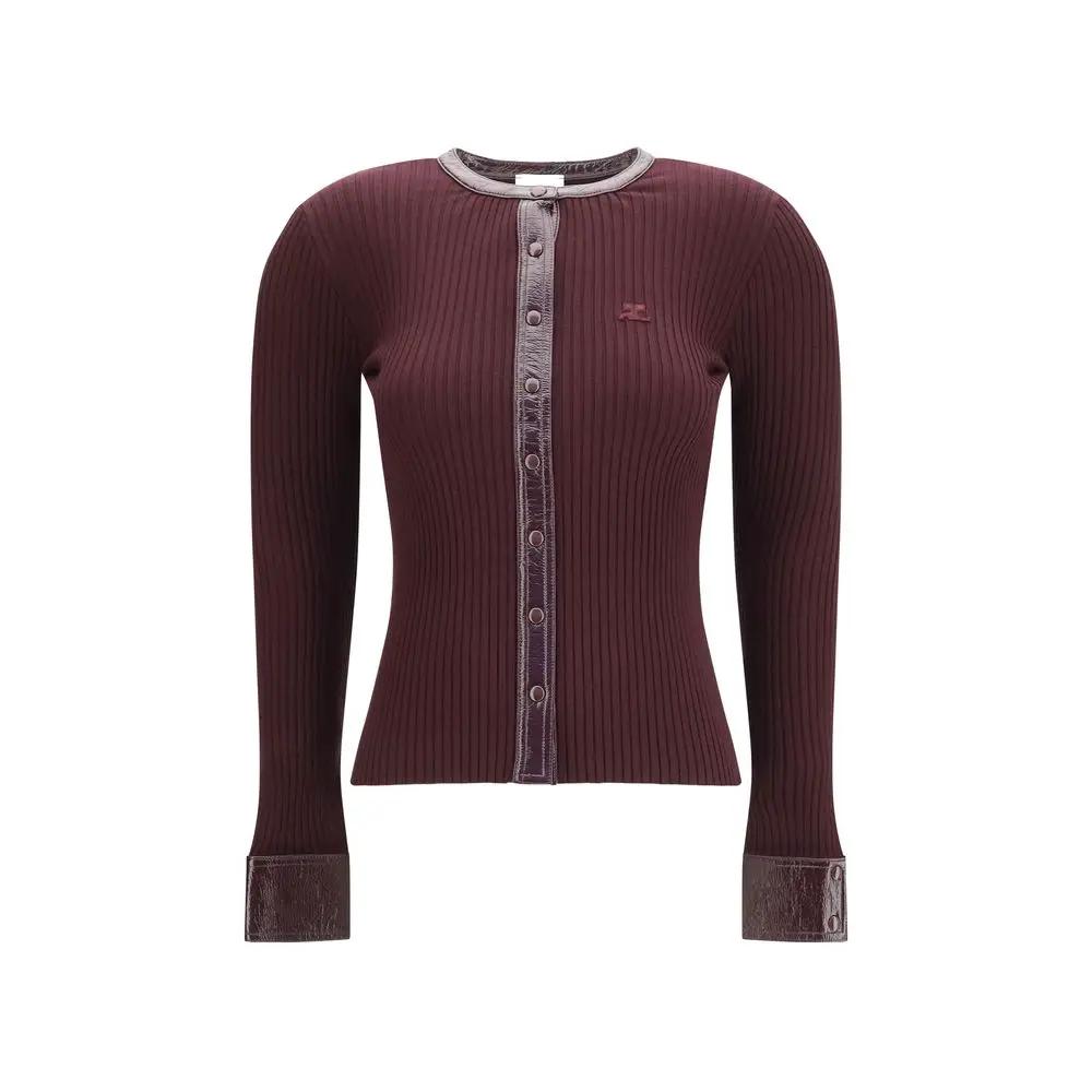 Courrèges Bordeaux Viscose Cardigan