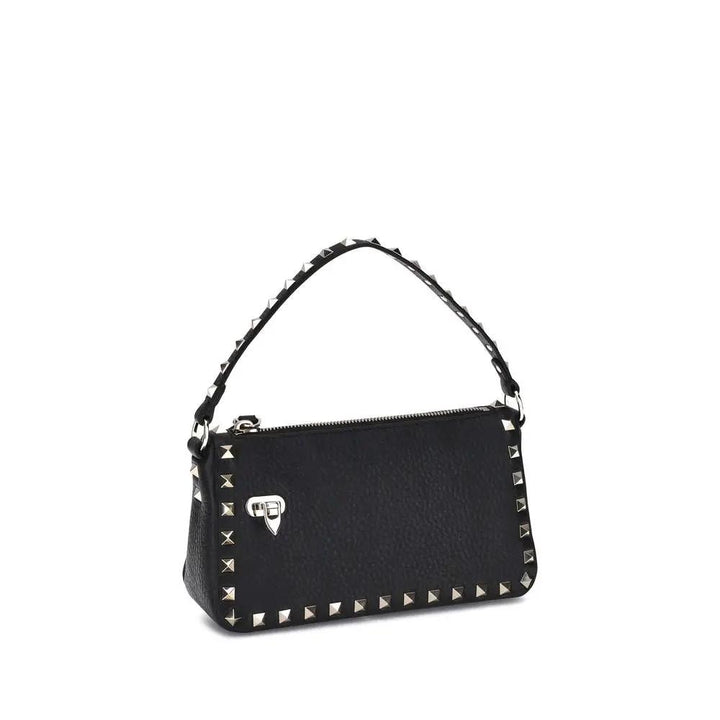 Valentino Garavani Black Calf Leather Bos Taurus Shoulder Bag