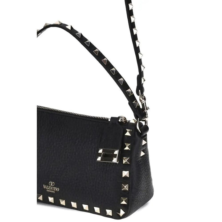 Valentino Garavani Black Calf Leather Bos Taurus Shoulder Bag
