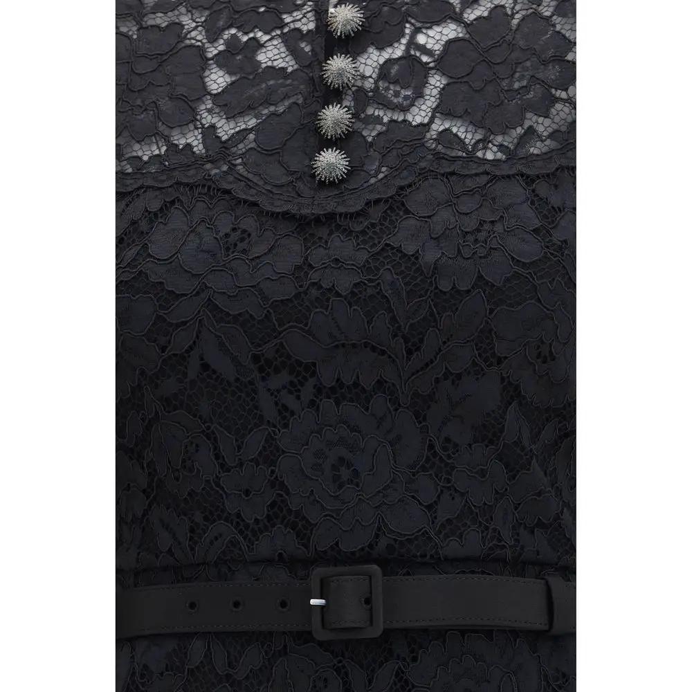 Self-Portrait Black Polyester Casual Dress