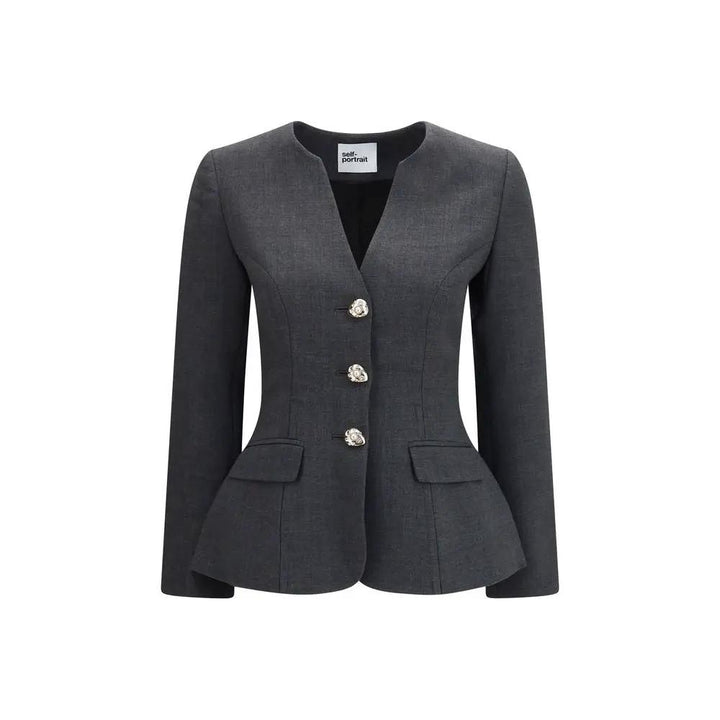 Self-Portrait Gray Polyester Full-Length Jacket