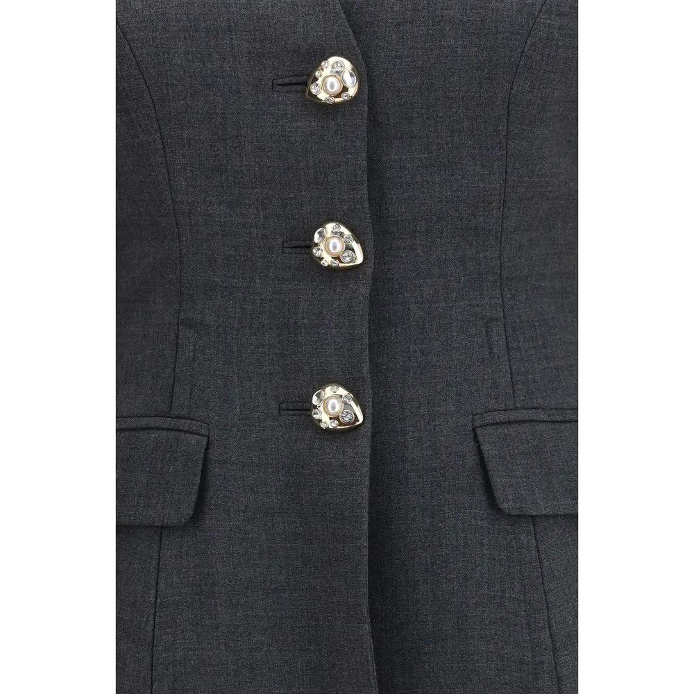 Self-Portrait Gray Polyester Full-Length Jacket