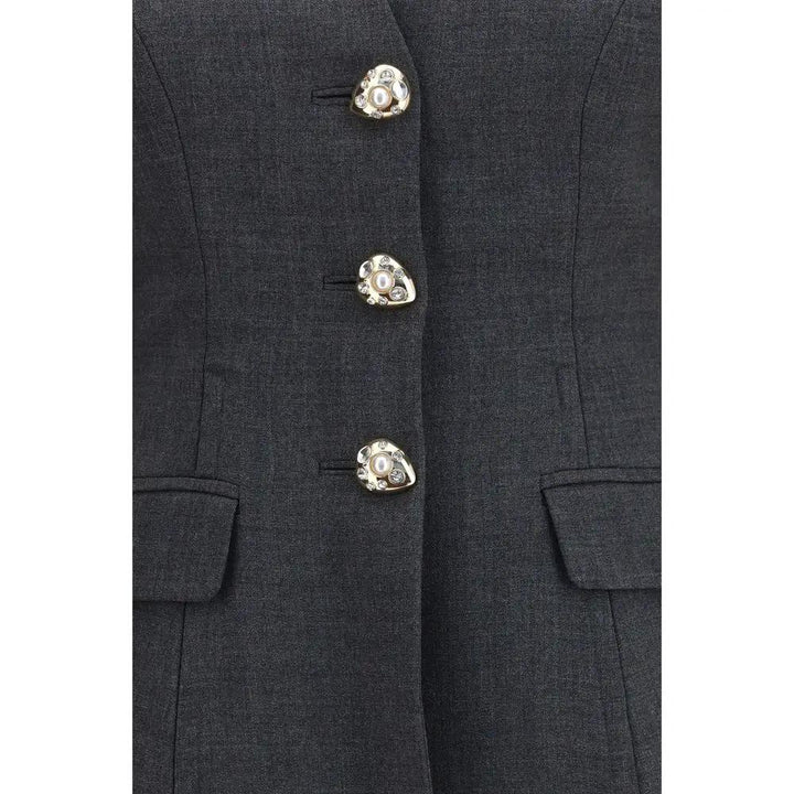 Self-Portrait Gray Polyester Full-Length Jacket