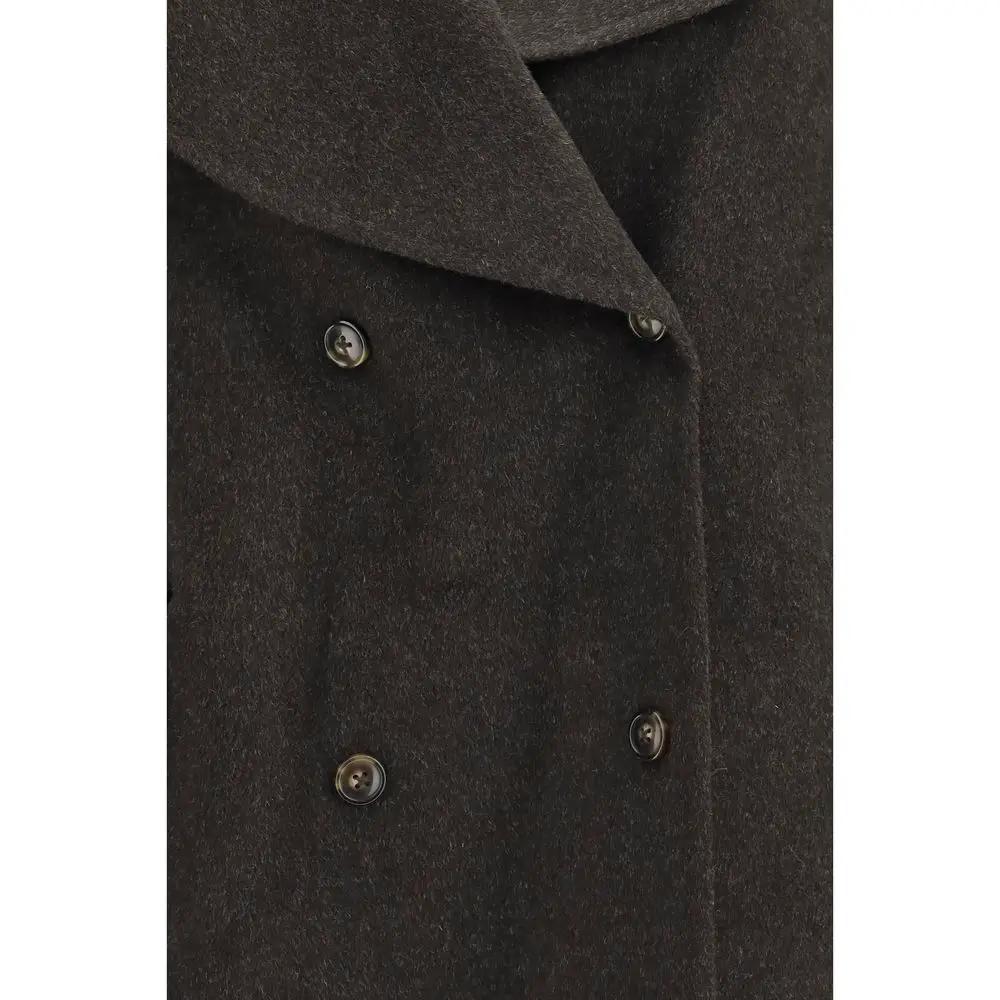 Loulou De Saison Brown Wool Oves Aries Full-Length Jacket