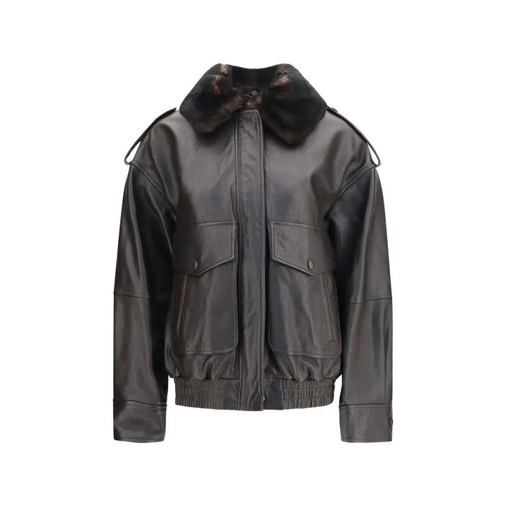 Loulou De Saison Brown Calf Leather Bos Taurus Bomber