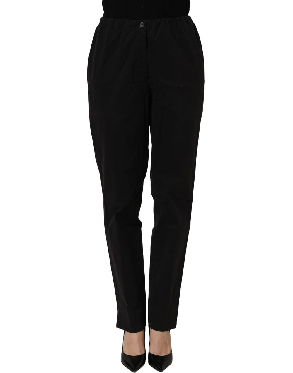 QL2 Sample Sale | QL2 Black High-Waisted Straight Chino Women Trouser Pants - | Designer outlet