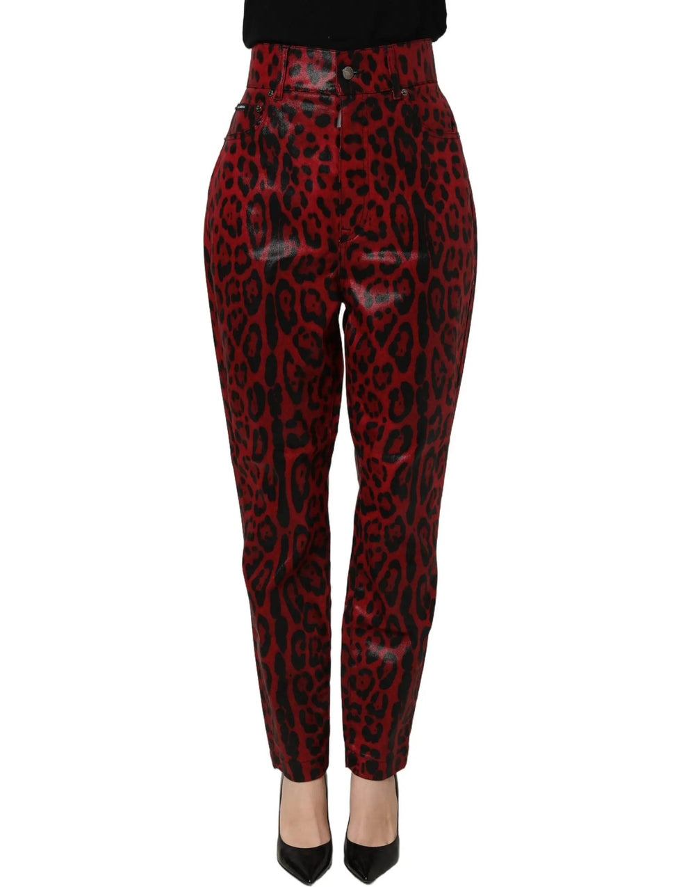 Dolce & Gabbana Sample Sale | Dolce & Gabbana Red Leopard Cotton 5 Pockets Trouser Jeans - | Designer outlet