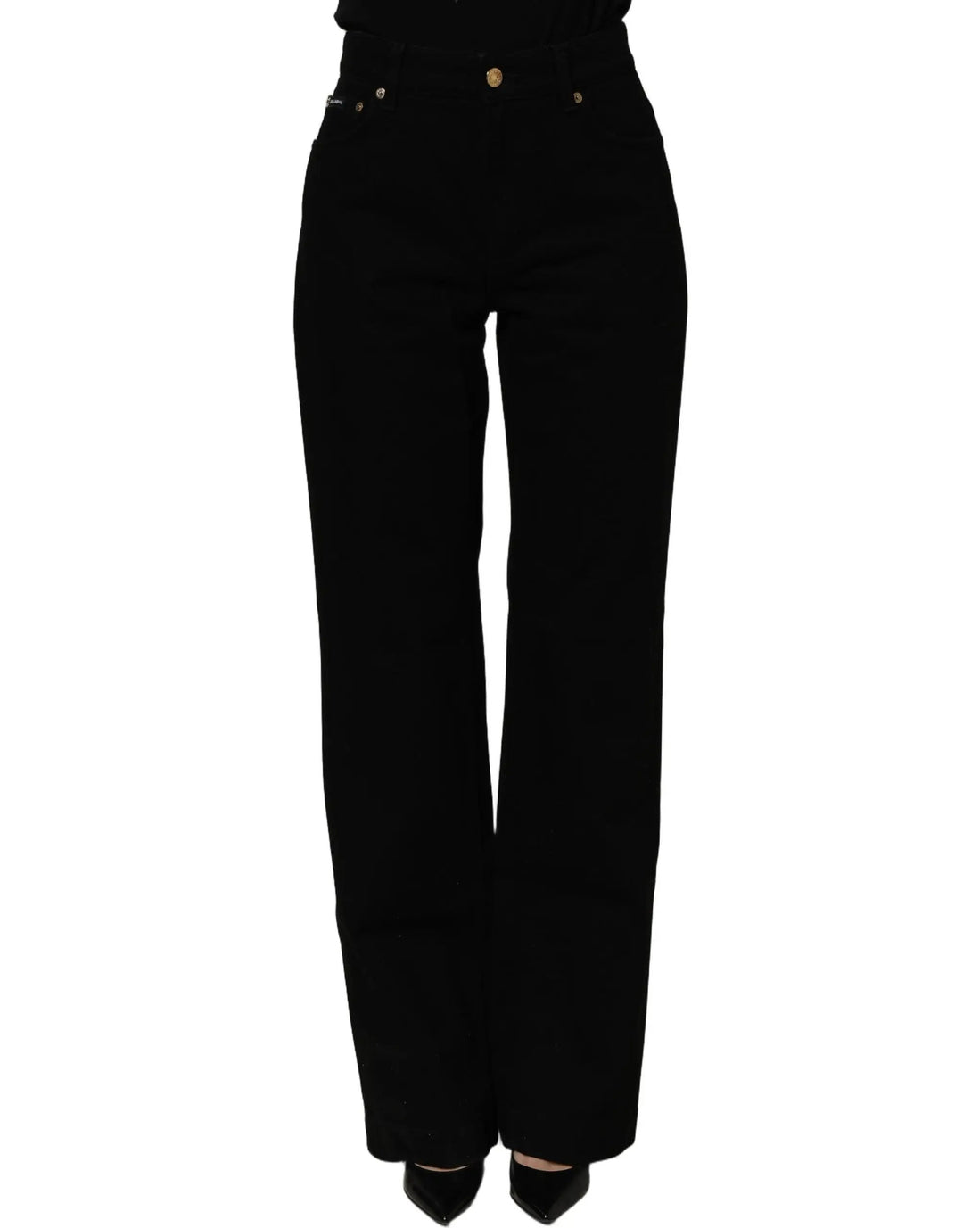Dolce &amp; Gabbana Black Cotton Stretch Straight Denim Jeans