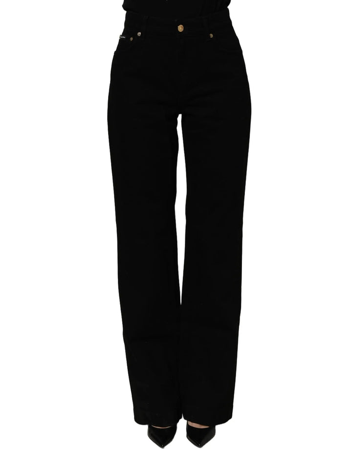 Dolce &amp; Gabbana Black Cotton Stretch Straight Denim Jeans