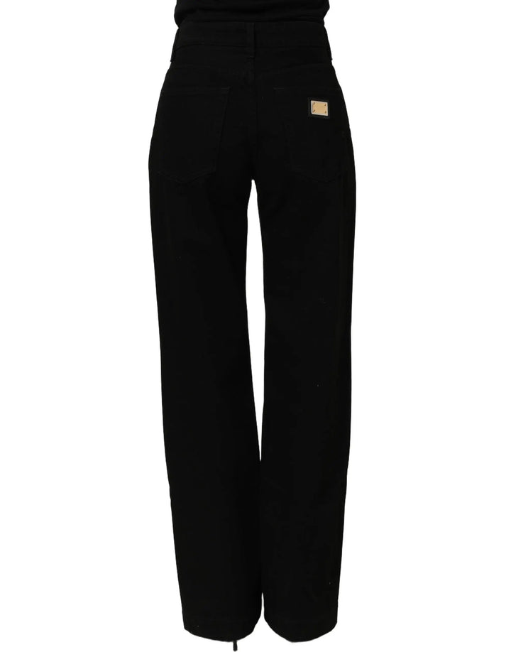 Dolce &amp; Gabbana Black Cotton Stretch Straight Denim Jeans