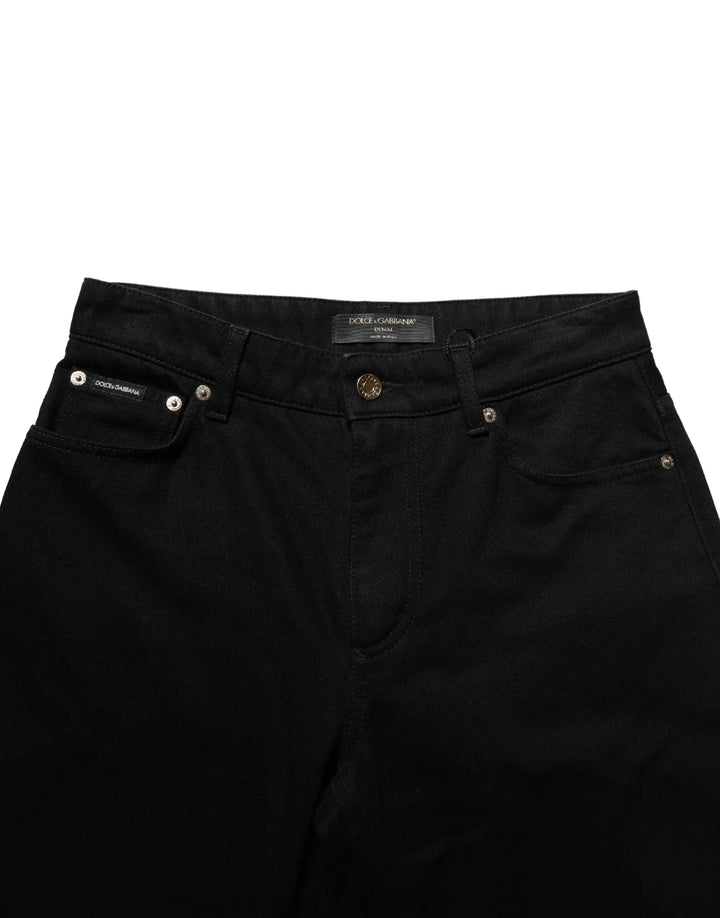 Dolce &amp; Gabbana Black Cotton Stretch Straight Denim Jeans