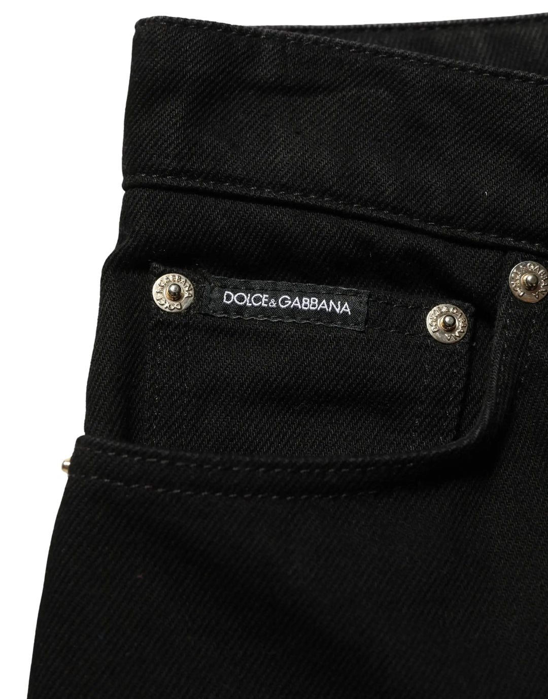 Dolce &amp; Gabbana Black Cotton Stretch Straight Denim Jeans