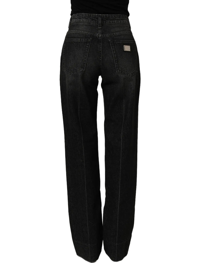 Dolce &amp; Gabbana Black Cotton Stretch Straight Denim Jeans