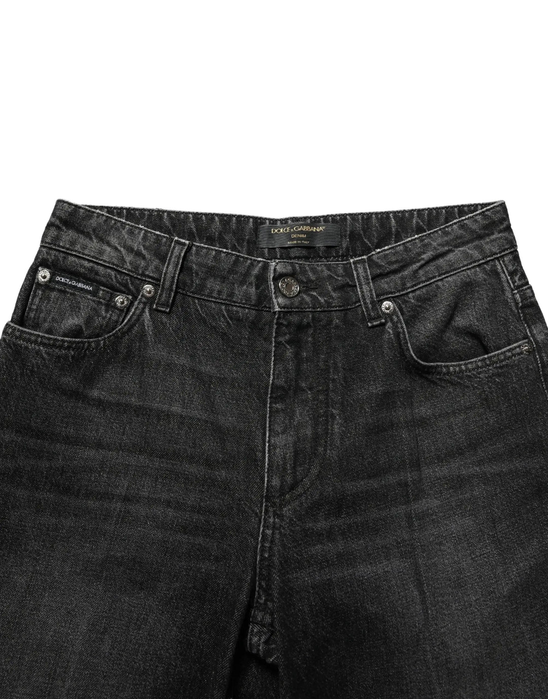 Dolce &amp; Gabbana Black Cotton Stretch Straight Denim Jeans
