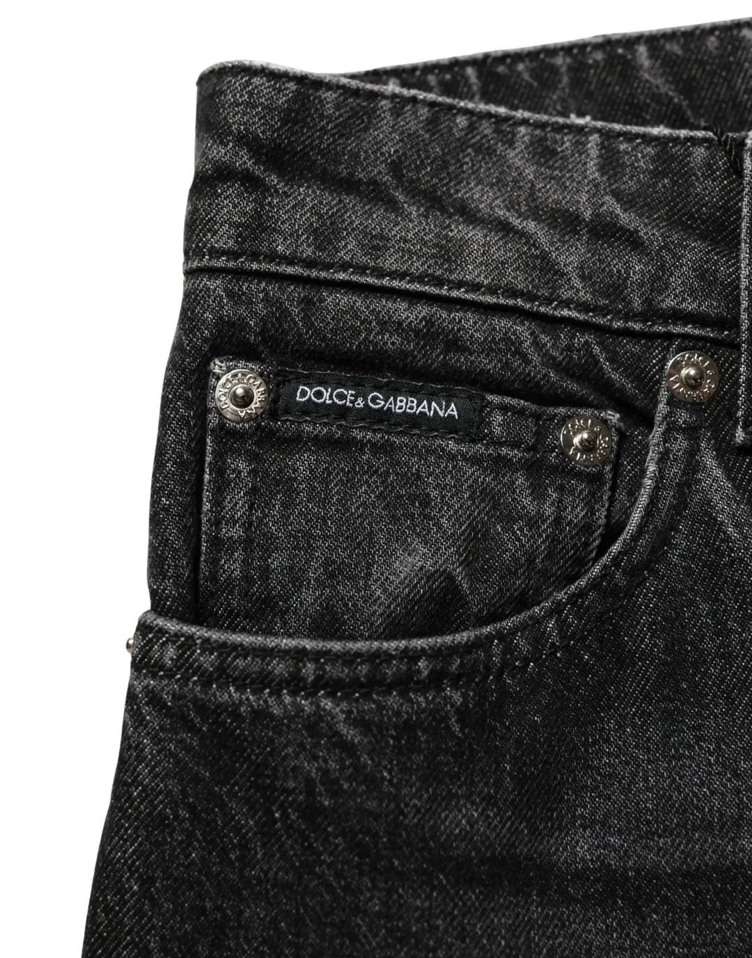 Dolce &amp; Gabbana Black Cotton Stretch Straight Denim Jeans