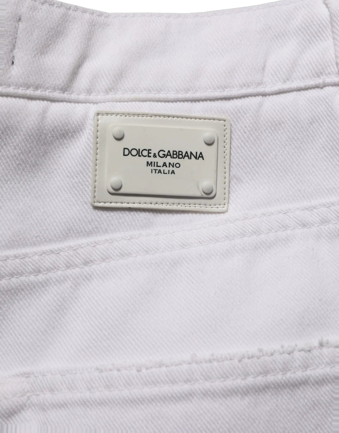 Dolce &amp; Gabbana White Cotton Stretch Wide Leg Denim Jeans