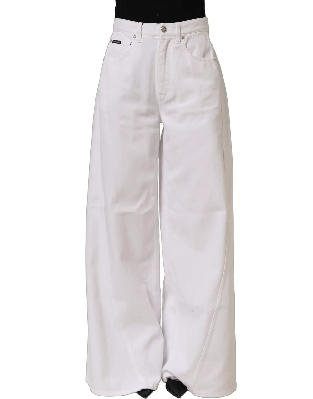 Dolce & Gabbana Sample Sale | Dolce & Gabbana White Cotton Stretch Wide Leg Denim Jeans - | Designer outlet