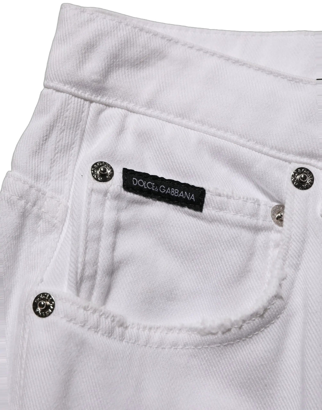 Dolce &amp; Gabbana White Cotton Stretch Wide Leg Denim Jeans