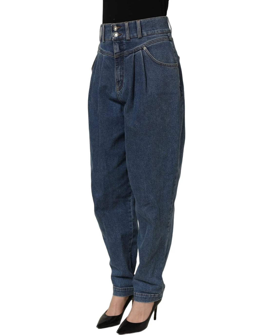 Dolce &amp; Gabbana Dark Blue Cotton Stretch Tapered Denim Jeans