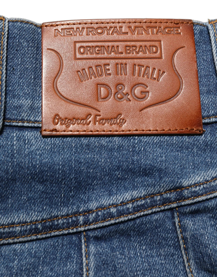 Dolce &amp; Gabbana Dark Blue Cotton Stretch Tapered Denim Jeans