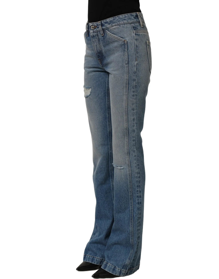 Dolce &amp; Gabbana Blue Cotton Boot Cut Denim Trouser Jeans