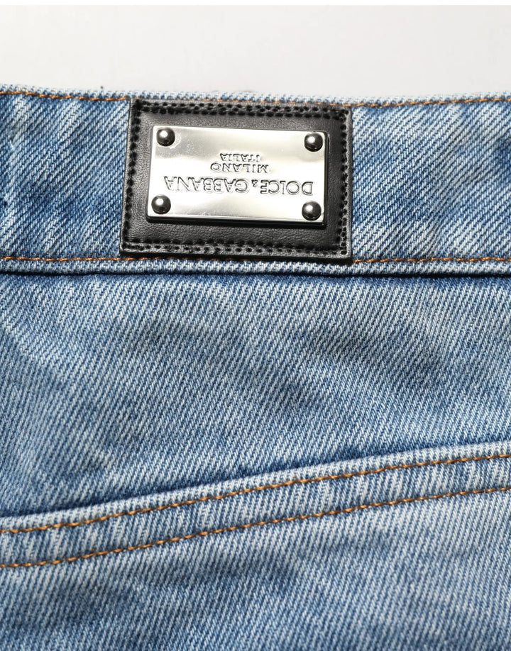 Dolce &amp; Gabbana Blue Cotton Boot Cut Denim Trouser Jeans