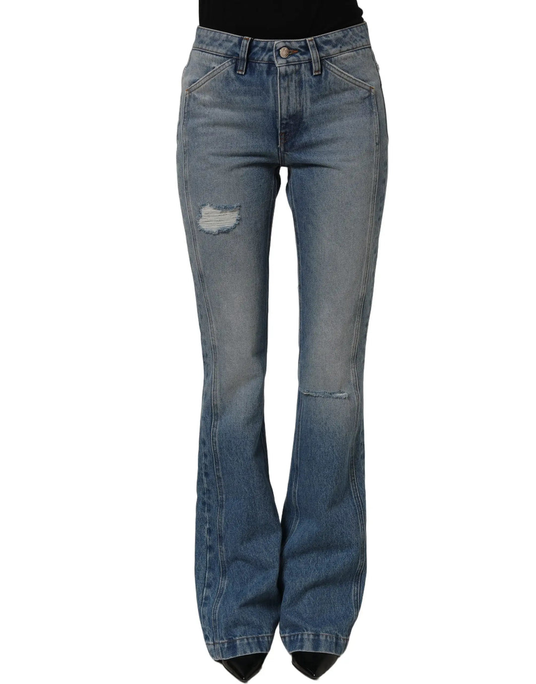 Dolce &amp; Gabbana Blue Cotton Boot Cut Denim Trouser Jeans