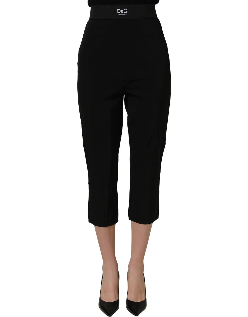 Dolce & Gabbana Sample Sale | Dolce & Gabbana Black Viscose High Waist Capri Trouser Pants - | Designer outlet